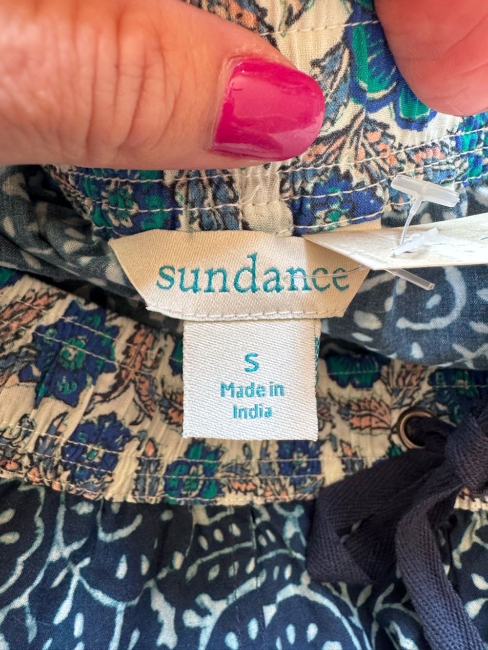 NWT Sundance Kai Two Tone Batik Floral Casual Shorts in Blue Sz Small Boho - Picture 7 of 14
